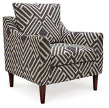 Side angle of Morrilton Next-Gen Nuvella Accent Chair showing geometric fabric