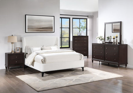 Mosby Eastern King Upholstered Curved Headboard Platform Bed White