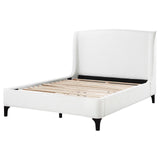 Mosby Eastern King Upholstered Curved Headboard Platform Bed White supporting legs detail