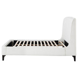 Mosby Eastern King Upholstered Curved Headboard Platform Bed White showing curved headboard profile