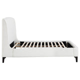 Mosby Queen Upholstered Curved Headboard Platform Bed White side profile