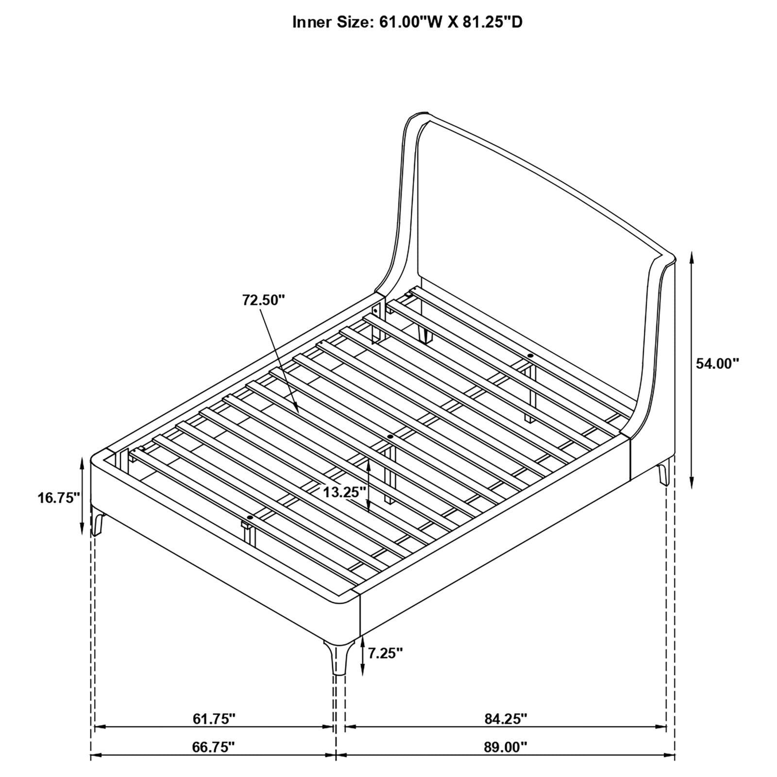 Mosby Queen Upholstered Curved Headboard Platform Bed White frame joinery