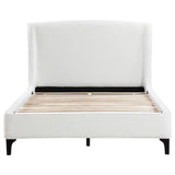 Mosby Queen Upholstered Curved Headboard Platform Bed White corner detail