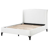 Mosby Queen Upholstered Curved Headboard Platform Bed White angled shot
