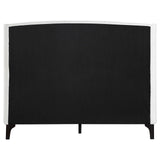 Mosby Queen Upholstered Curved Headboard Platform Bed White fabric texture close-up