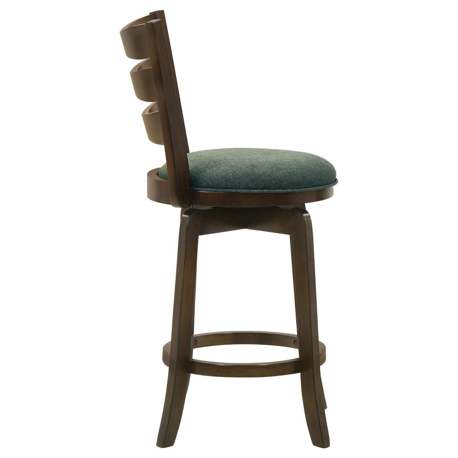 Bar stool corner showing wood grain and ladder back