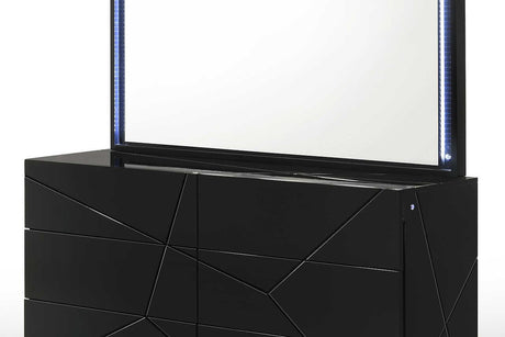 Naomi Black LED Nightstand illuminated at night