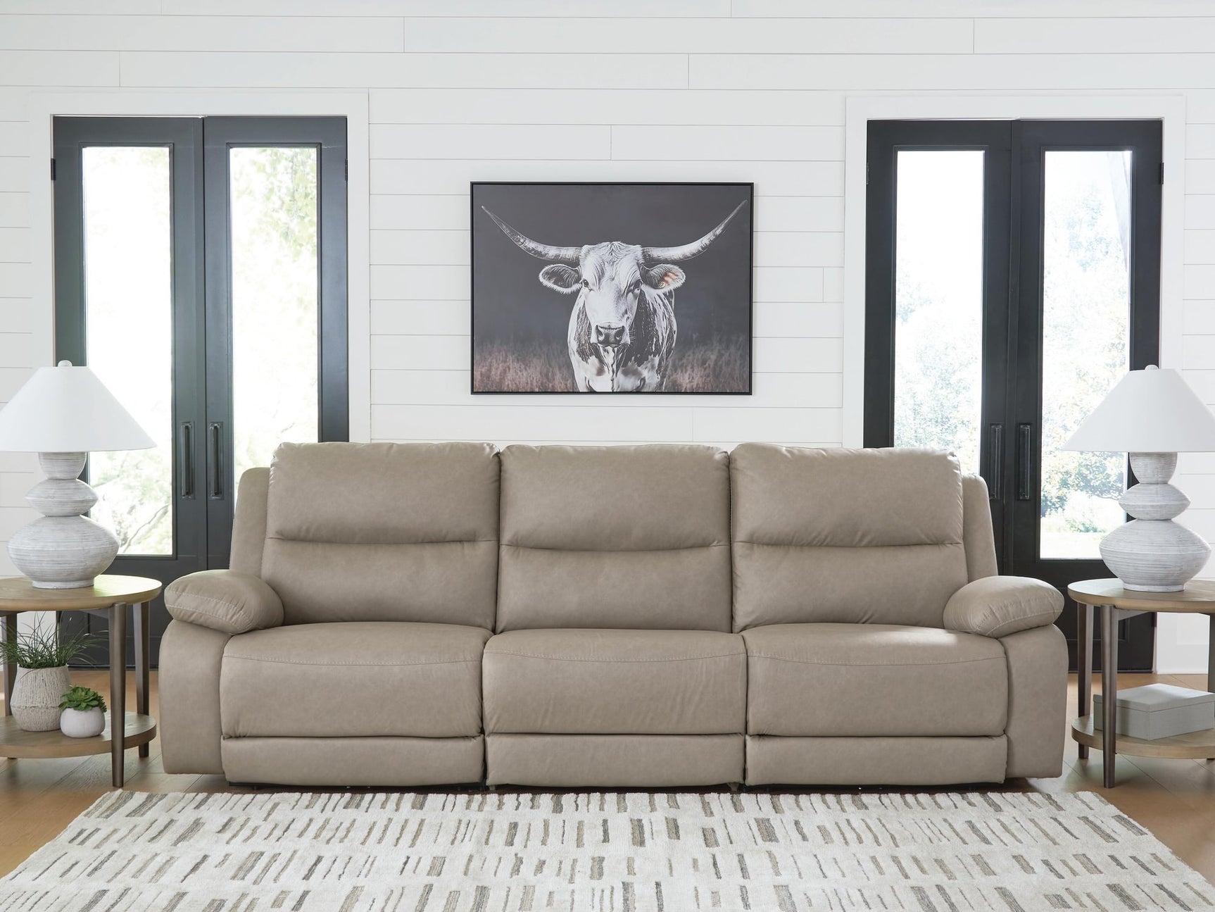Narwhal Place Pebble Faux Leather 3-Piece Power Reclining Sectional - image 1