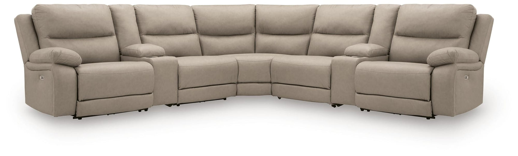 Narwhal Place Pebble Faux Leather 7-Piece Reclining Sectional with Storage Consoles view 4