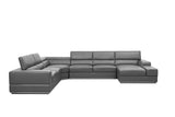 Nella Dark Grey U-Shaped Italian Leather Match Sectional Sofa 4-Piece Set view 3