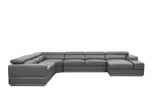 Nella Dark Grey U-Shaped Italian Leather Match Sectional Sofa 4-Piece Set view 4