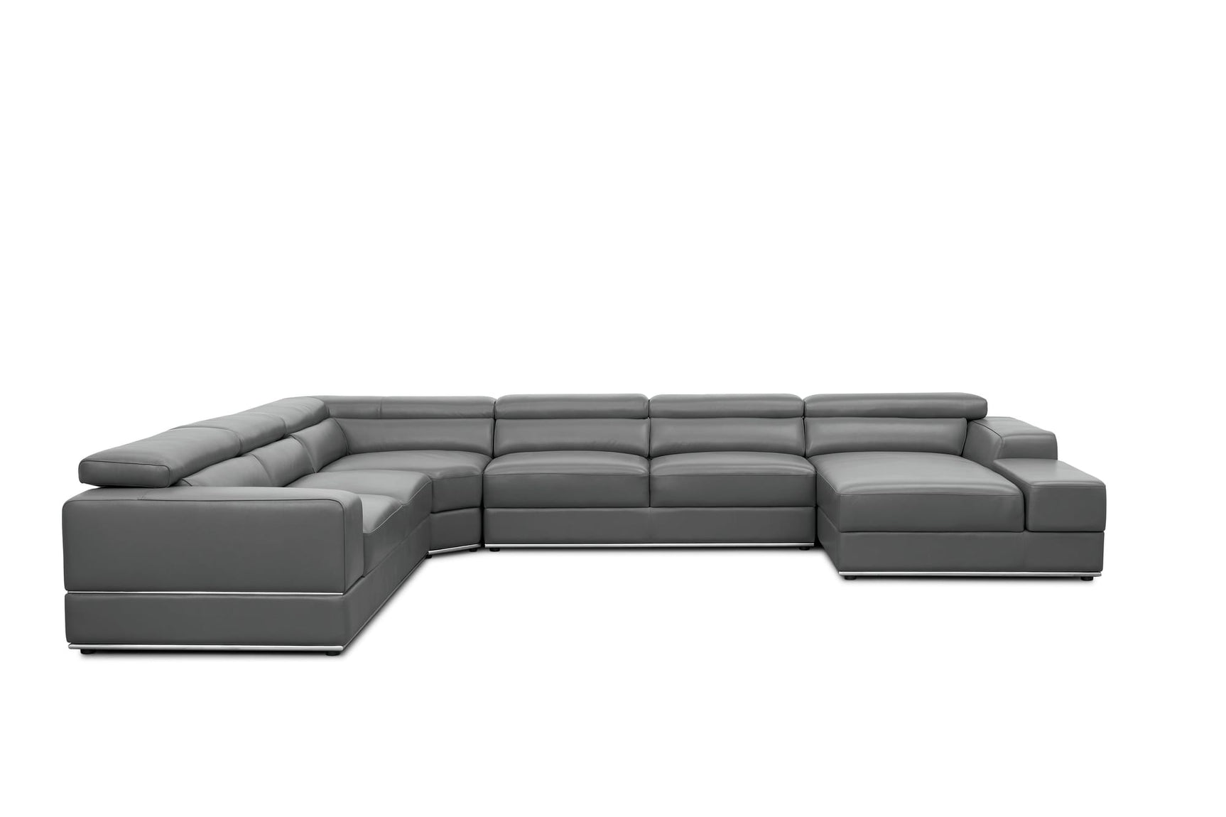 Nella Dark Grey U-Shaped Italian Leather Match Sectional Sofa 4-Piece Set view 4