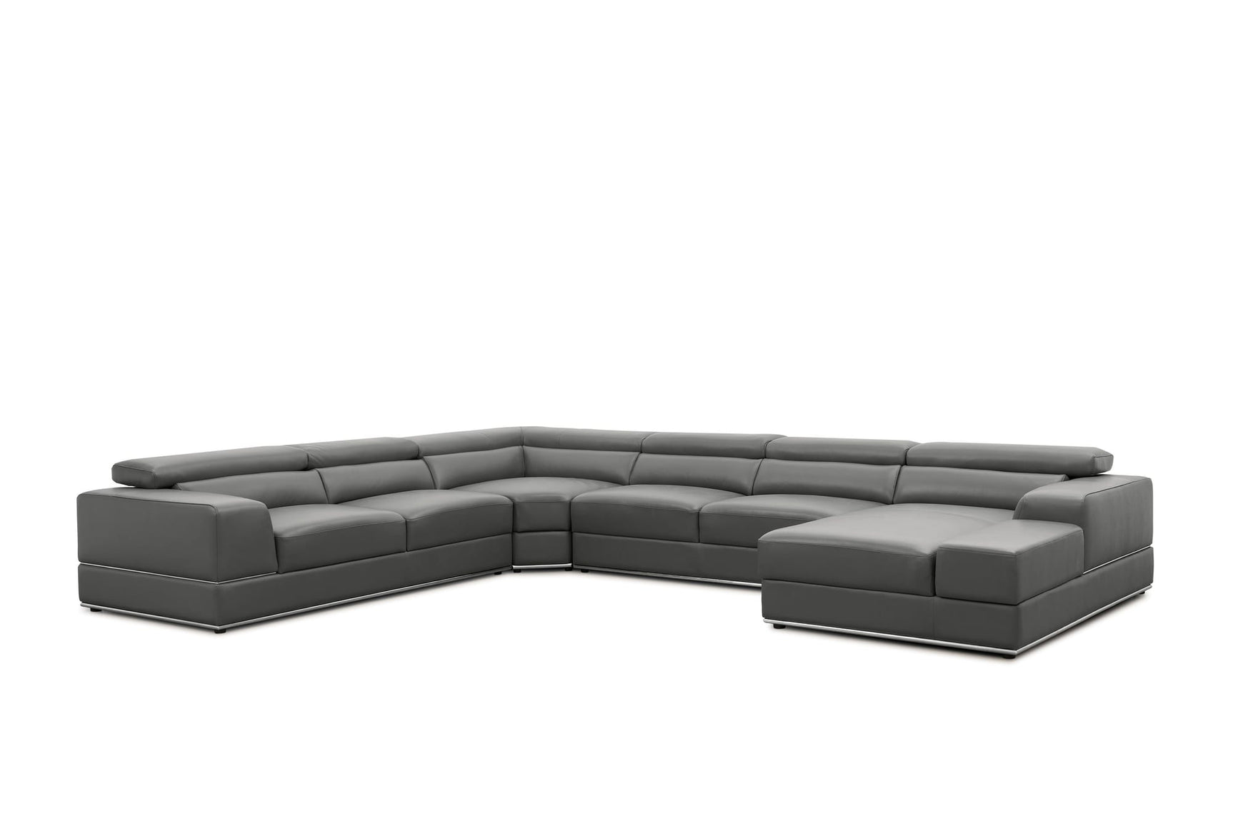 Nella Dark Grey U-Shaped Italian Leather Match Sectional Sofa 4-Piece Set view 5