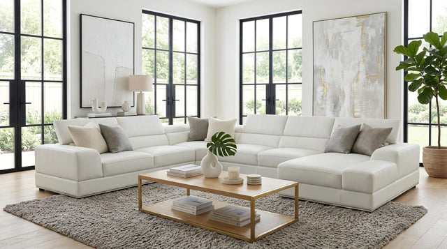 Nella White U-Shaped Italian Leather Match Sectional Sofa 4-Piece Set from Decor Furniture