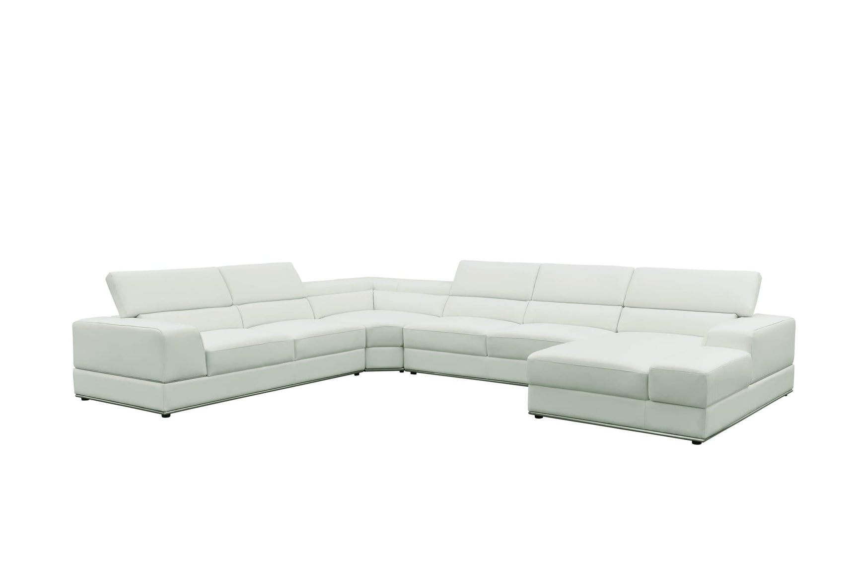 Nella White U-Shaped Italian Leather Match Sectional Sofa 4-Piece Set view 2