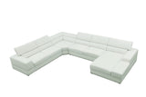 Nella White U-Shaped Italian Leather Match Sectional Sofa 4-Piece Set view 3