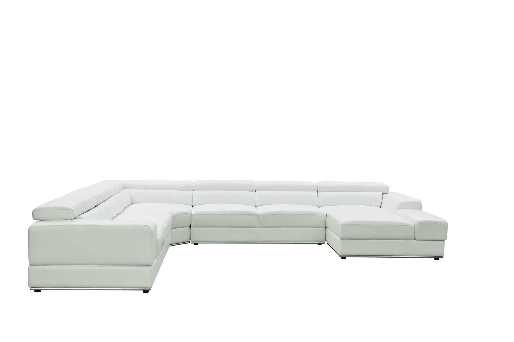 Nella White U-Shaped Italian Leather Match Sectional Sofa 4-Piece Set view 6