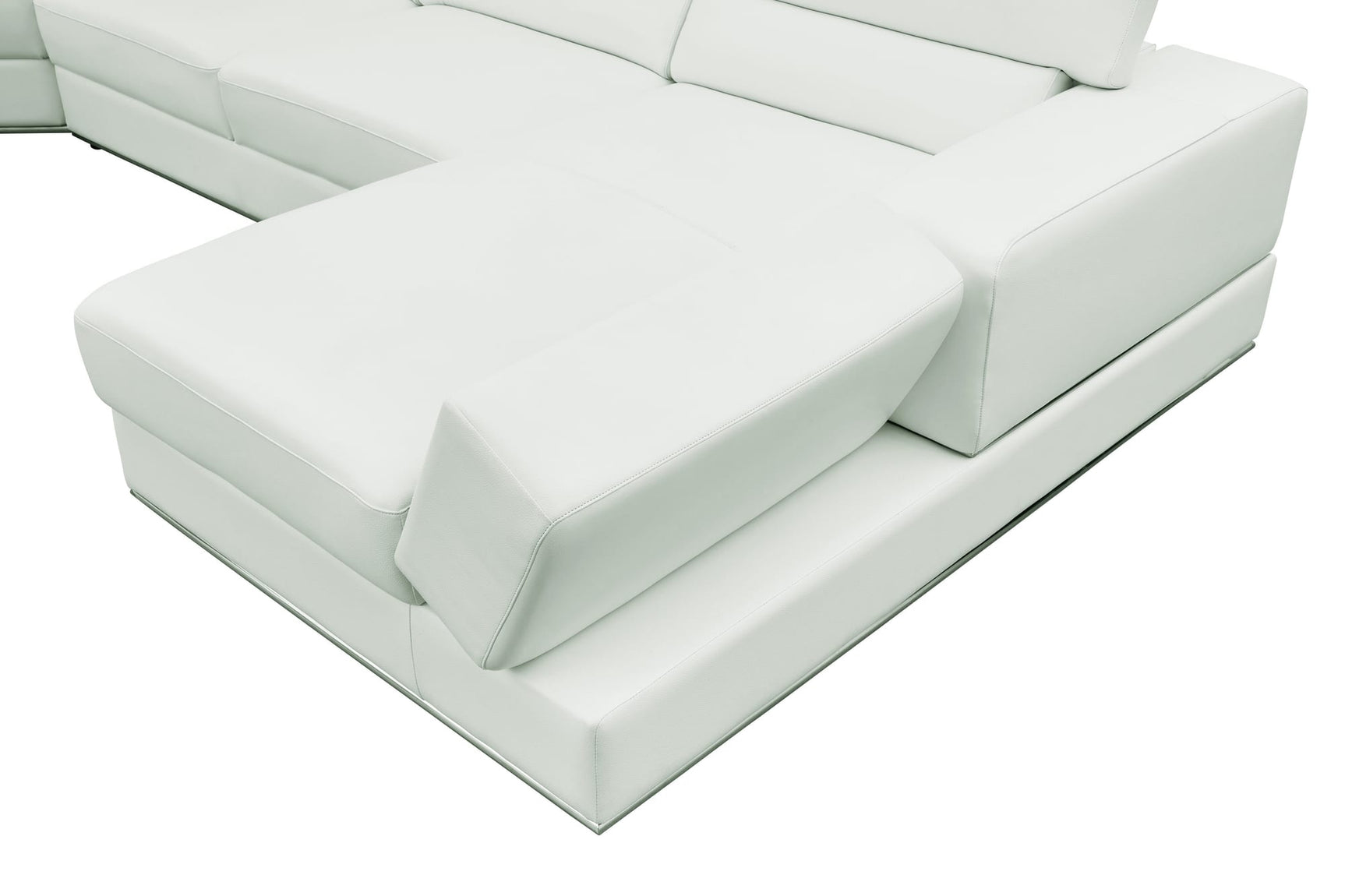 Nella White U-Shaped Italian Leather Match Sectional Sofa 4-Piece Set view 12