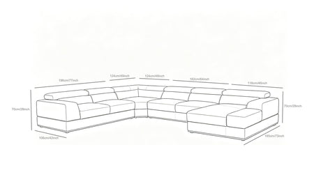 Nella White U-Shaped Italian Leather Match Sectional Sofa 4-Piece Set view 13