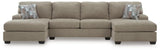 Newellen Hemp Chenille 3-Piece Sleeper Sectional with Double Chaise - image 2