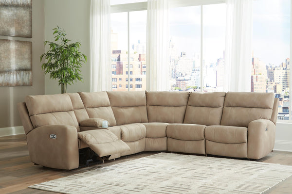 Next-Gen Durapella Sand Microfiber 6-Piece Power Reclining Sectional - image 1