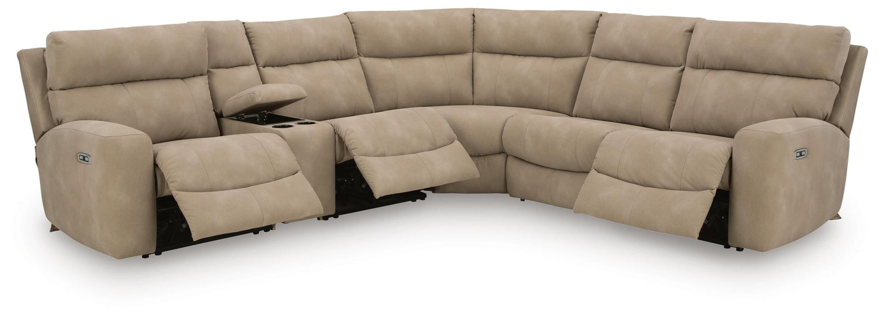 Next-Gen Durapella Sand Microfiber 6-Piece Power Reclining Sectional - image 3