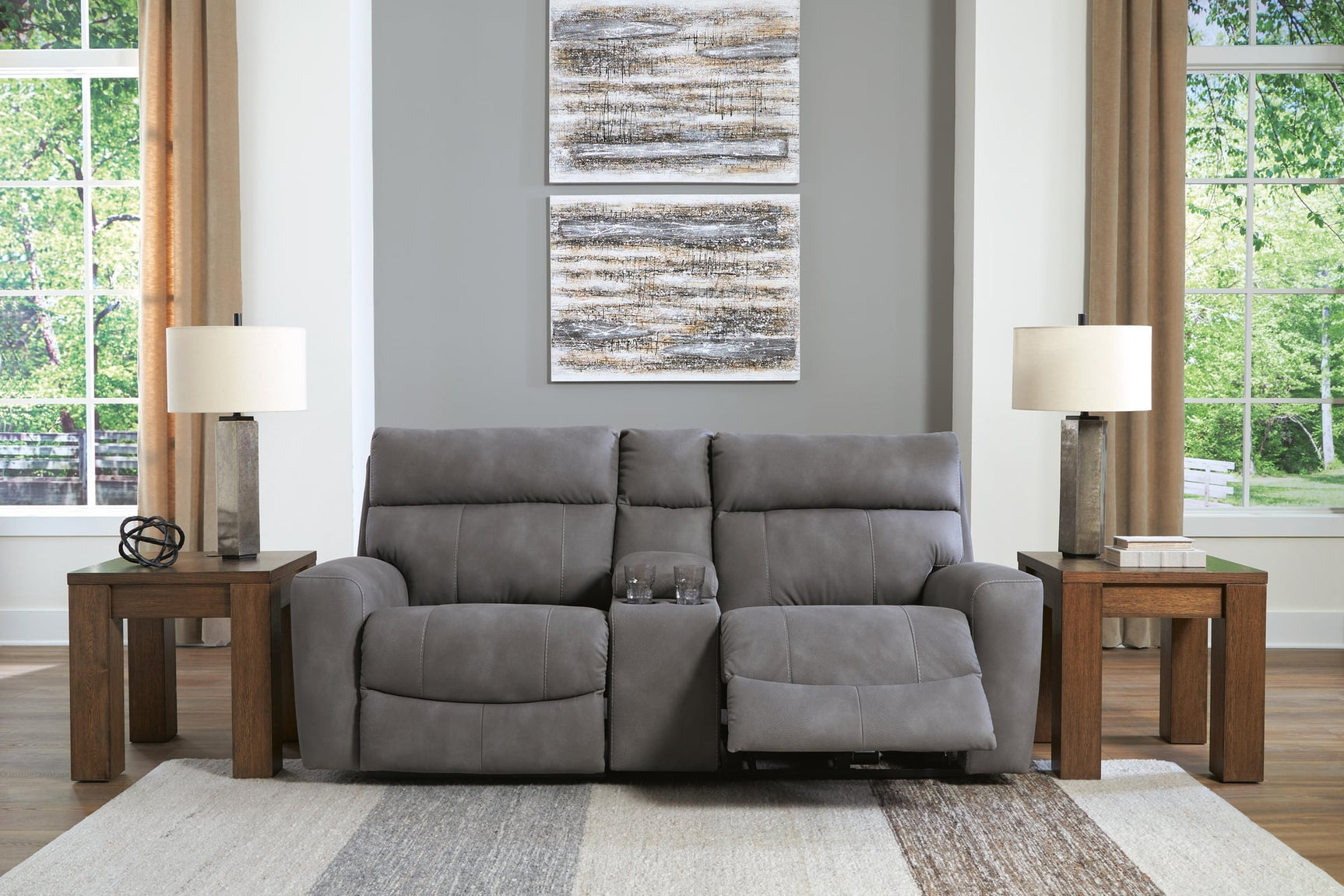 Next-Gen Durapella Slate Microfiber 3-Piece Power Reclining Sectional Loveseat with Console - image 4