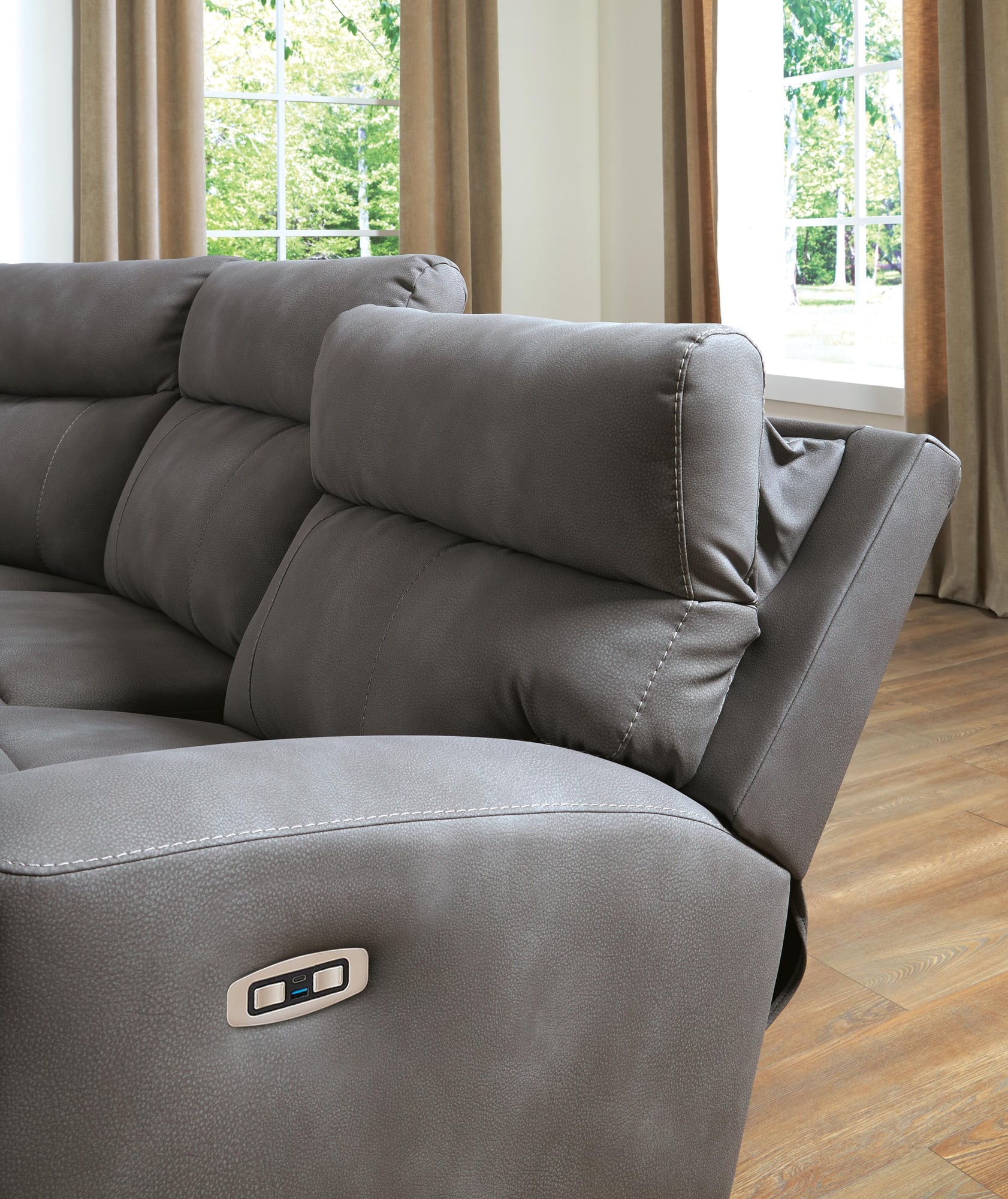 Next-Gen Durapella Slate Microfiber 3-Piece Power Reclining Sectional Sofa - image 5