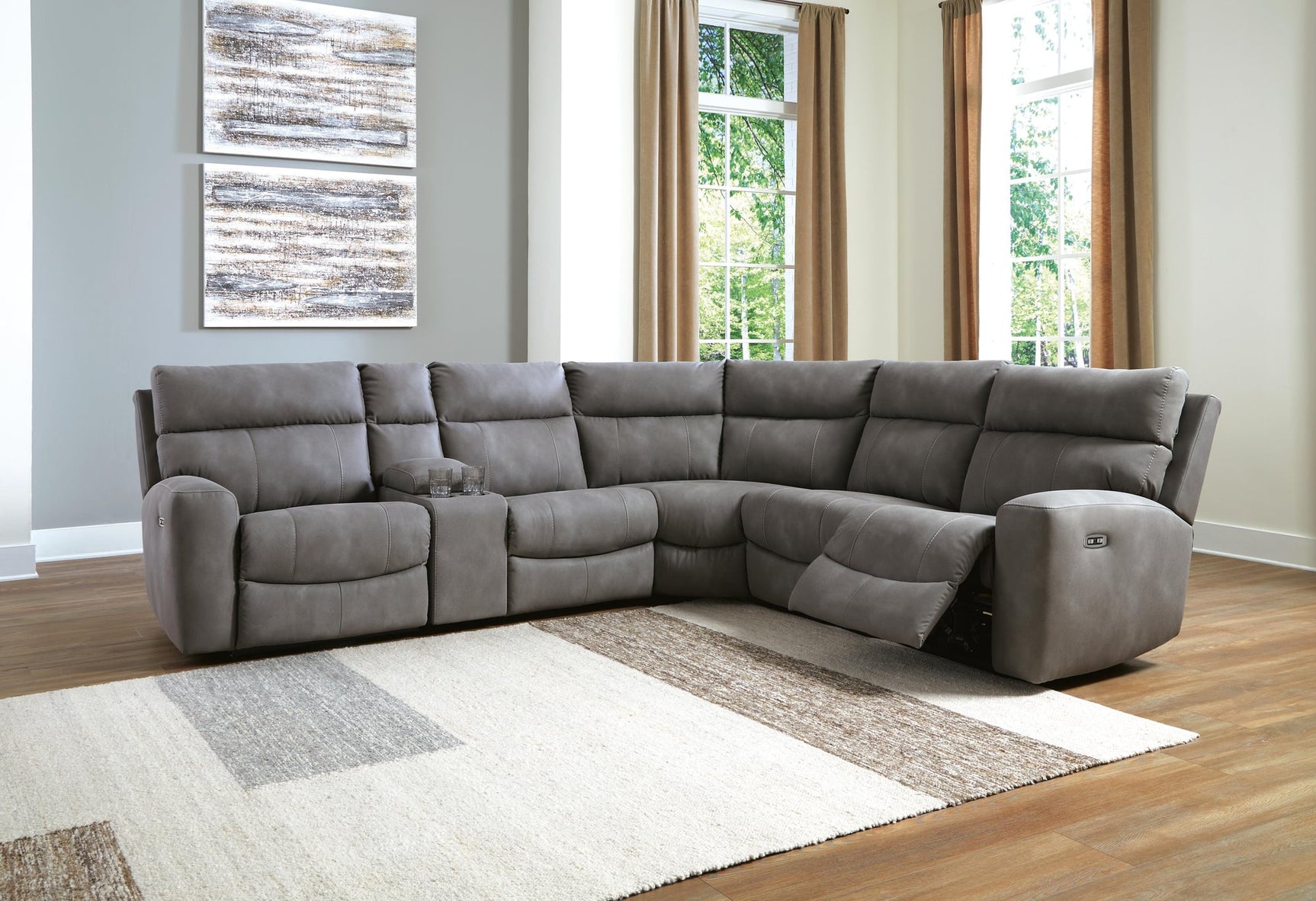 Next-Gen Durapella Slate Microfiber 6-Piece Power Reclining Sectional - image 3