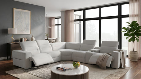 Nexus Light Grey Fabric Power Reclining 6-Piece Sectional from Decor Furniture