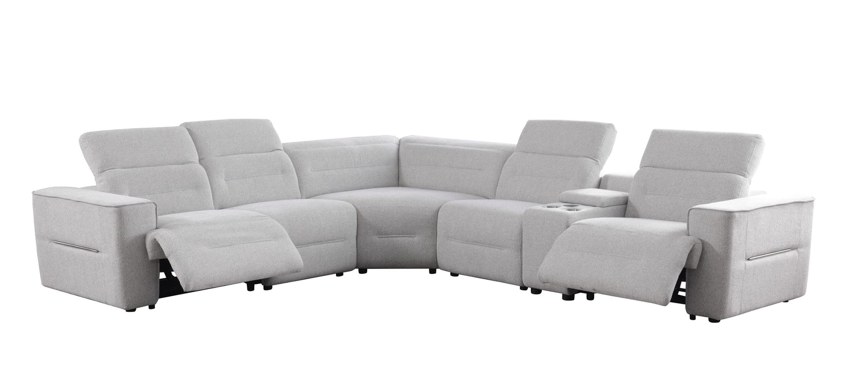 Nexus Light Grey Fabric Power Reclining 6-Piece Sectional view 2