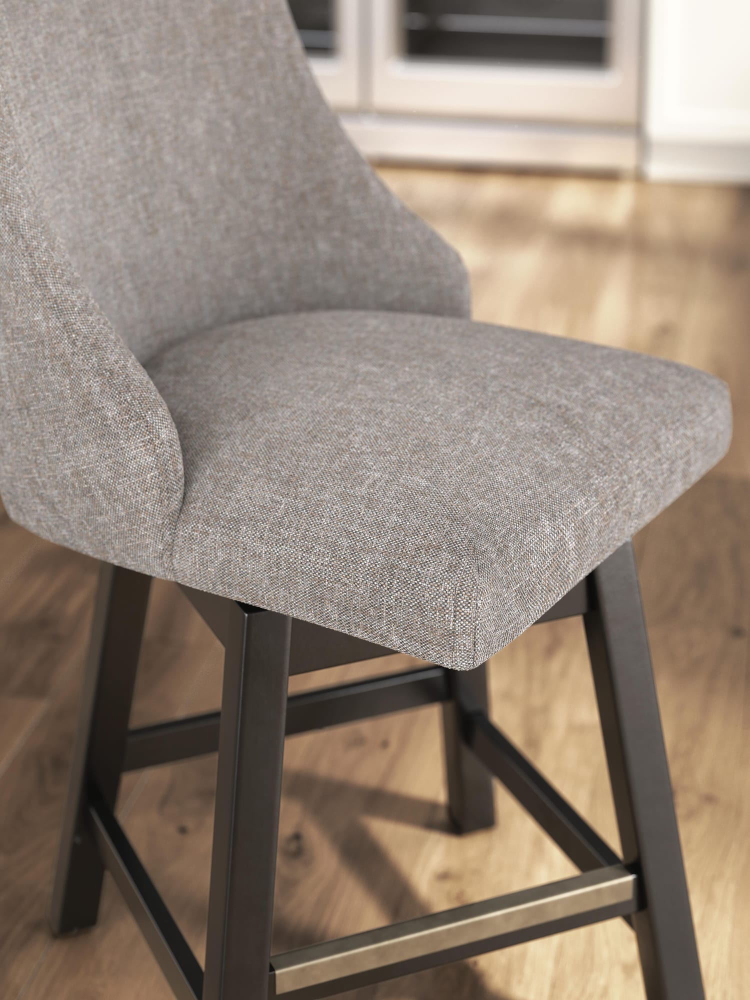 Neymorton Dark Grayish Brown Counter Height Barstool detail view