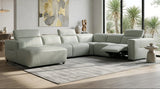 Noel Grey 6-Piece Italian Leather Power Reclining Sectional with Left-Facing Chaise and Right Arm Recliner from Decor Furniture