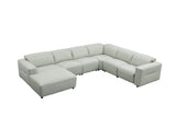 Noel Grey 6-Piece Italian Leather Power Reclining Sectional with Left-Facing Chaise and Right Arm Recliner view 5