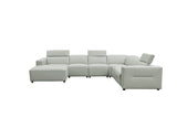 Noel Grey 6-Piece Italian Leather Power Reclining Sectional with Left-Facing Chaise and Right Arm Recliner view 6