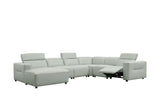 Noel Grey 6-Piece Italian Leather Power Reclining Sectional with Left-Facing Chaise and Right Arm Recliner view 7
