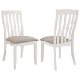 Nogales off white vertical slat back dining side chair front angle