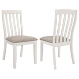 Nogales off white vertical slat back dining side chair front angle