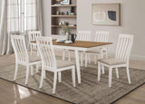 Nogales off white vertical slat back dining side chair full set view