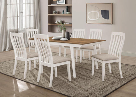 Nogales off white vertical slat back dining side chair full set view