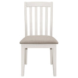 Nogales off white vertical slat back dining side chair back detail