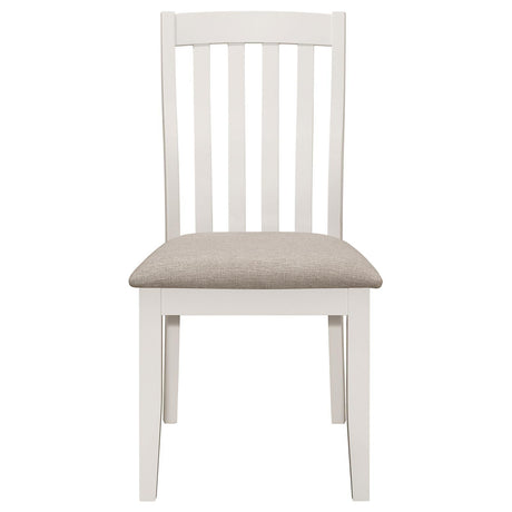 Nogales off white vertical slat back dining side chair back detail