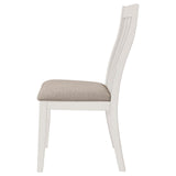 Nogales off white vertical slat back dining side chair leg detail