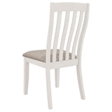Nogales off white vertical slat back dining side chair assembly detail