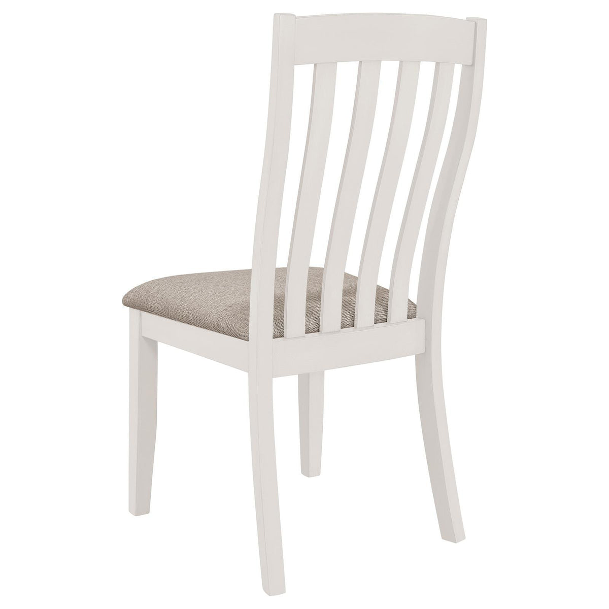 Nogales off white vertical slat back dining side chair assembly detail
