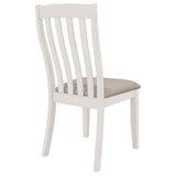 Nogales off white vertical slat back dining side chair front leg curve