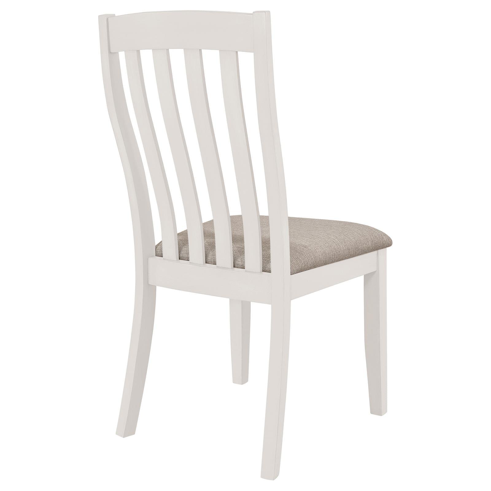 Nogales off white vertical slat back dining side chair front leg curve