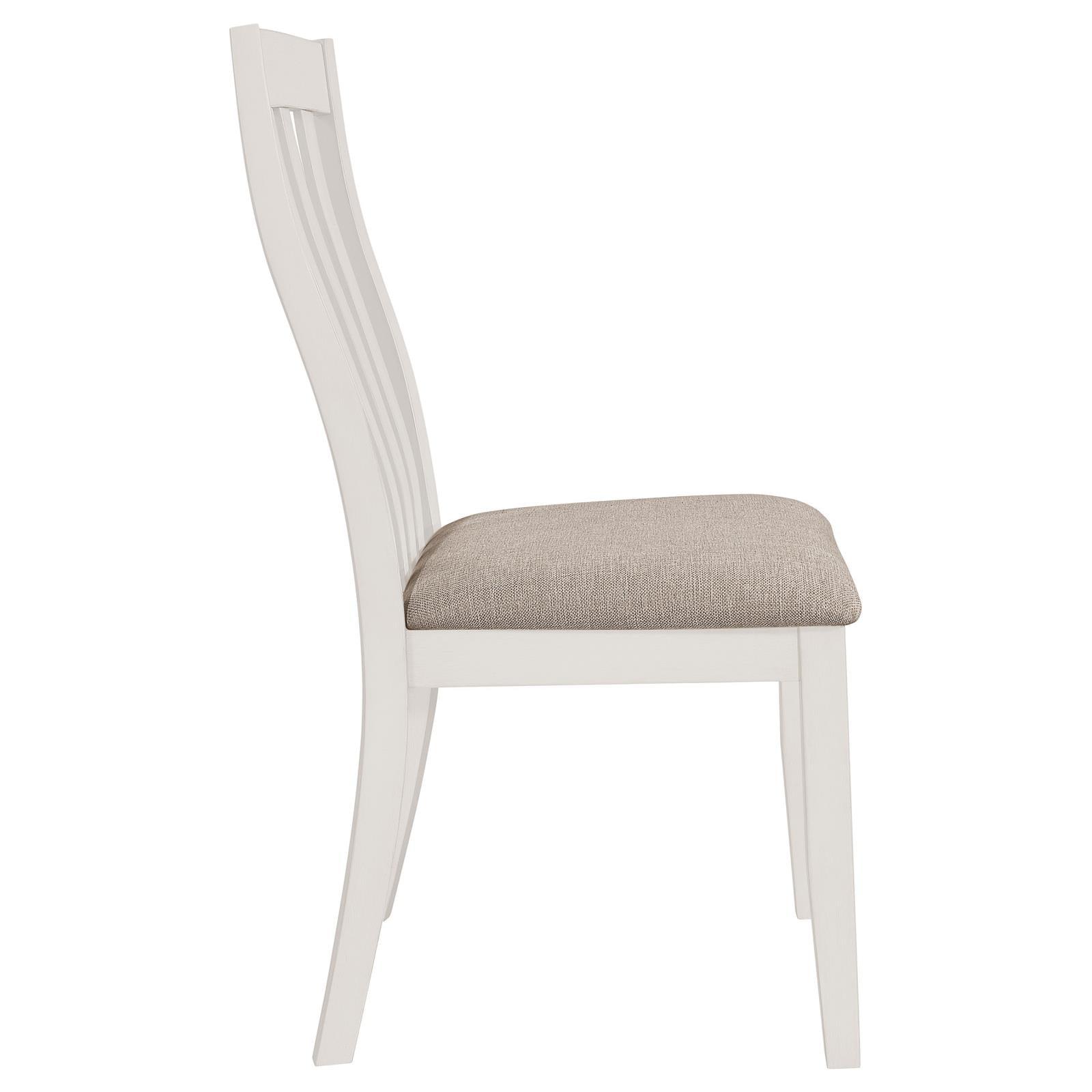 Nogales off white vertical slat back dining side chair side profile