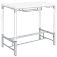 Norcrest pub height bar table with white high gloss top and acrylic legs front angle
