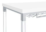 Norcrest bar table side angle highlighting rectangular shape and metal base